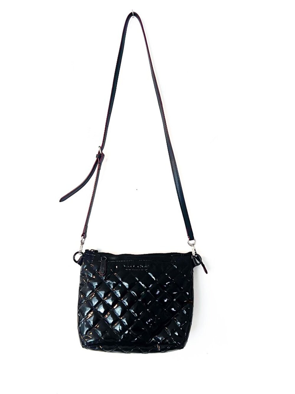 Mz wallace black lacquer crossbody metro scout leather strap - Picture 2 of 14